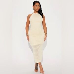 Fashion Nova Light Butter Yellow Crochet Dress